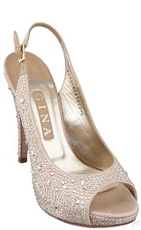 Gold Crystal Platform Heels