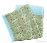 Moss Green Printed w/ Teal Trim Stole
