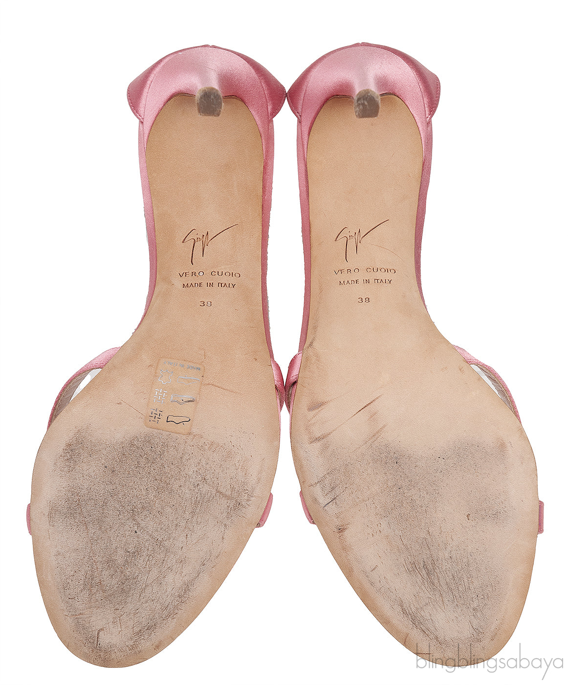 Light Pink Satin Crystal Embellished Sandals