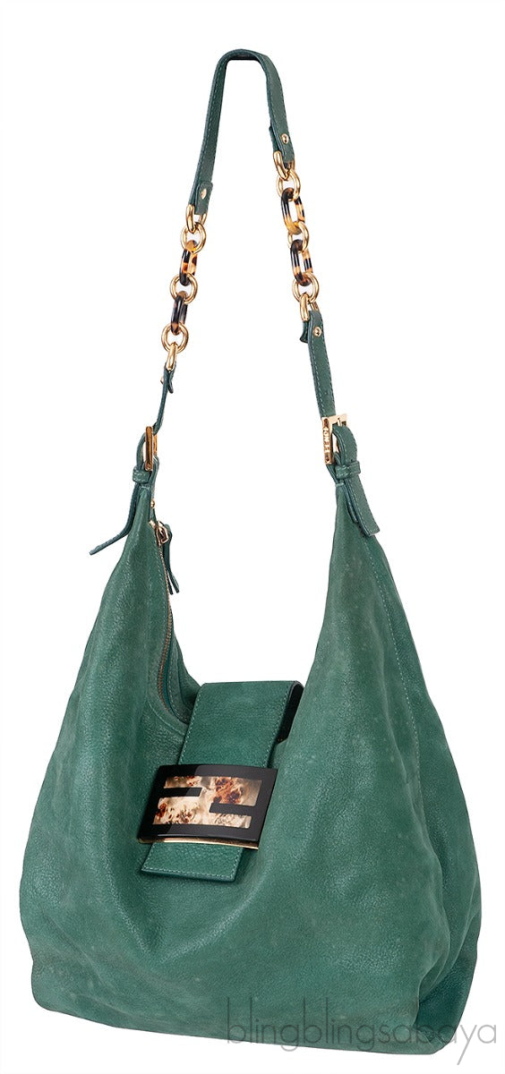 Green Nubuck Leather Forever Hobo Bag