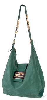 Green Nubuck Leather Forever Hobo Bag