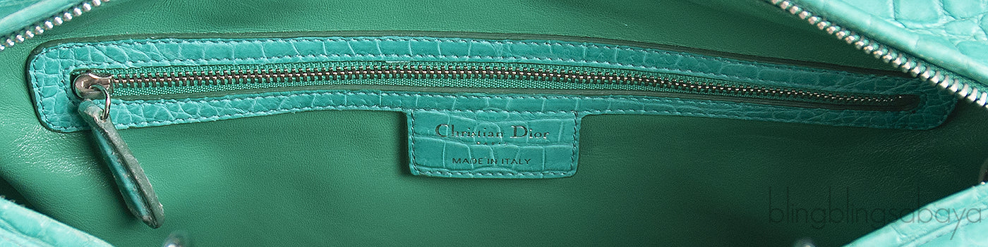 Lady Dior Large Green Crocodile Handbag