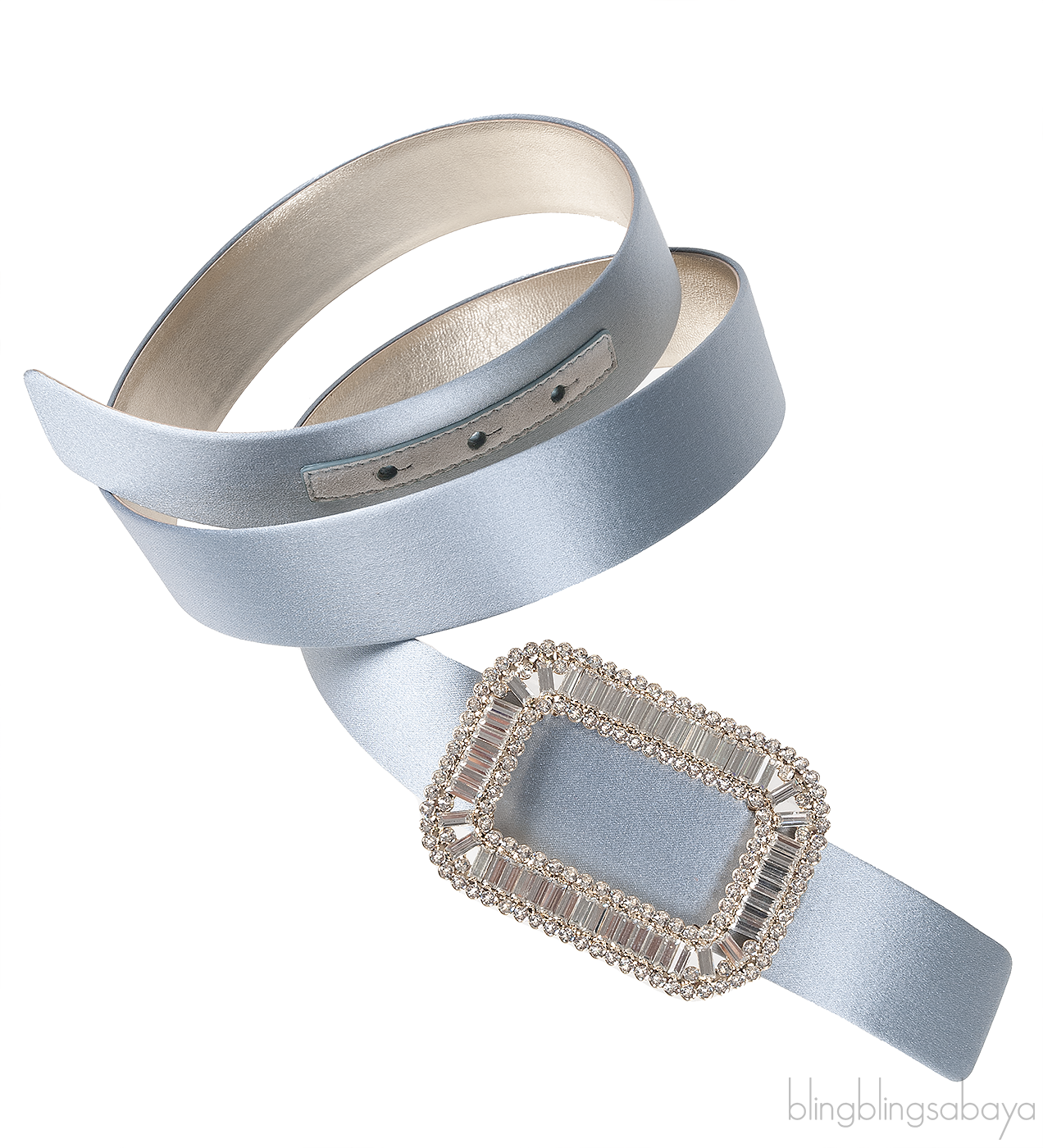 Roger Vivier Grey Pilgrim Satin Crystal Belt