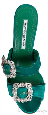 Emerald Jeweled Buckle Sandals