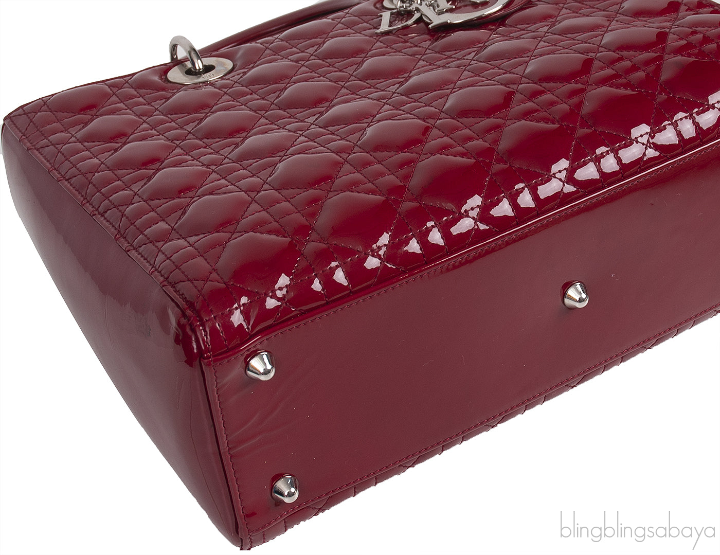 Lady Dior Red Patent Quilted Bag PHW
