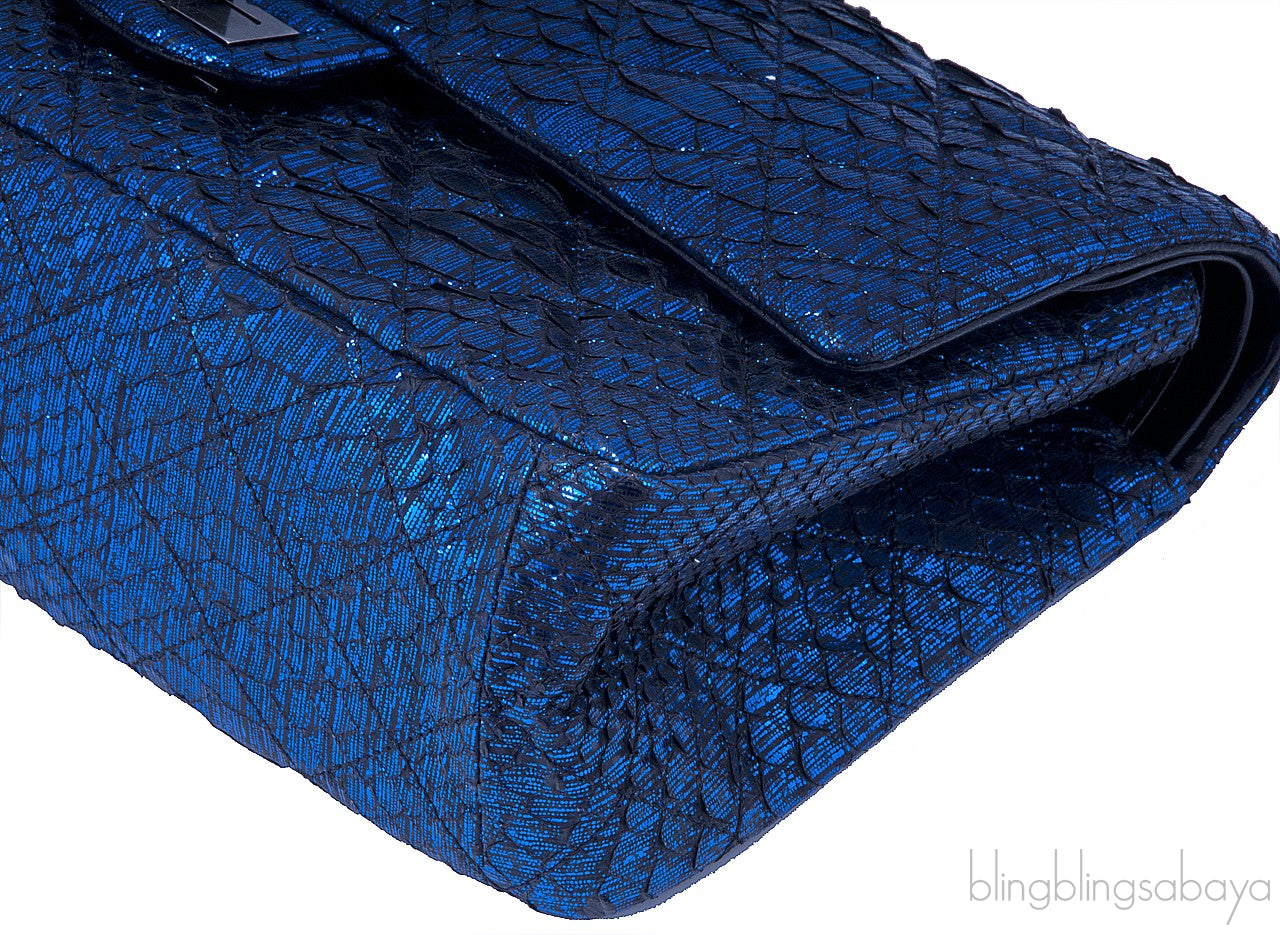 2.55 Reissue Navy Blue Metallic Python