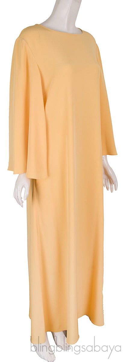 Yellow Cotton Blend Kaftan Dress