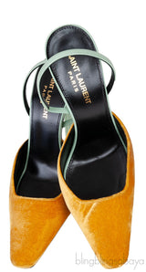 Blade Gold Velvet & Mint Green Slingback Pumps