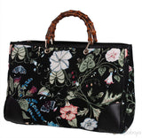 Gucci Black Printed Canvas Bamboo Shopper Tote