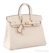 Birkin 25 Boreal Nata Ostrich GHW