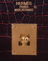 Birkin 35 Prune Crocodile Porosus GHW
