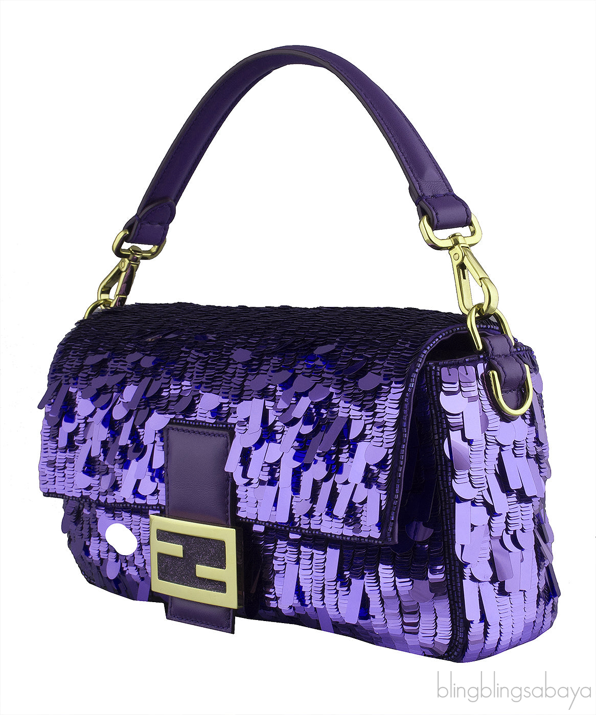 Baguette Purple Sequined Bag