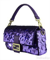 Baguette Purple Sequined Bag