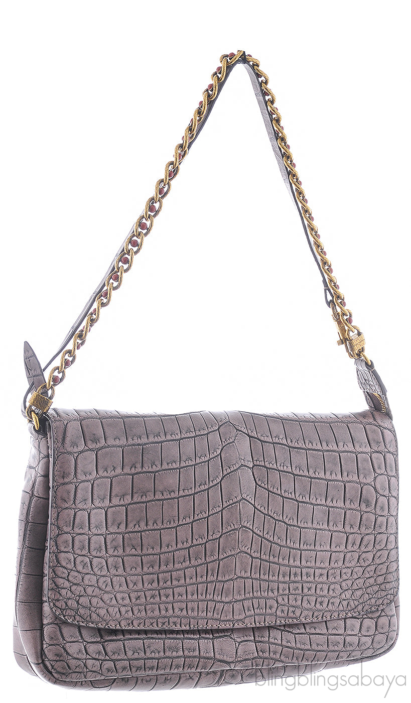 Ecrin Pochette Crocodile Chain Flap