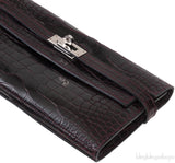 Hermes Kelly Wallet Burgundy Crocodile PHW
