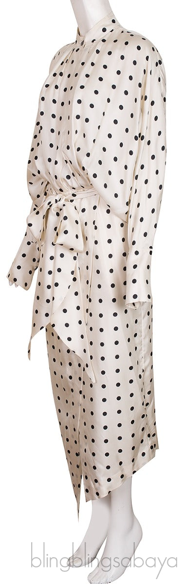 White Dublin Polka Dot Midi Dress