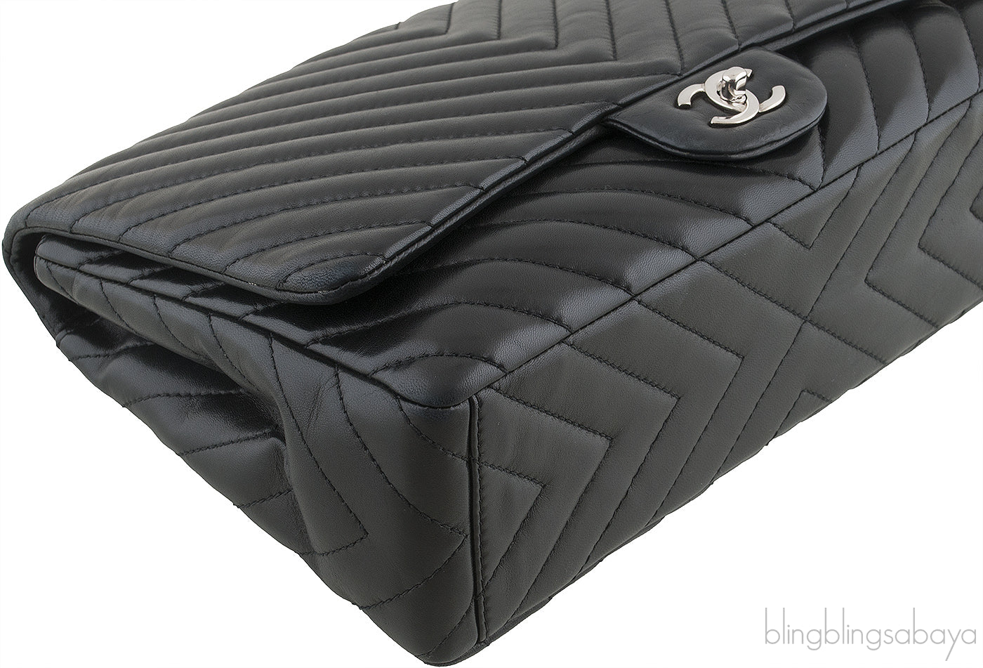 Black Chevron Maxi Flap Bag