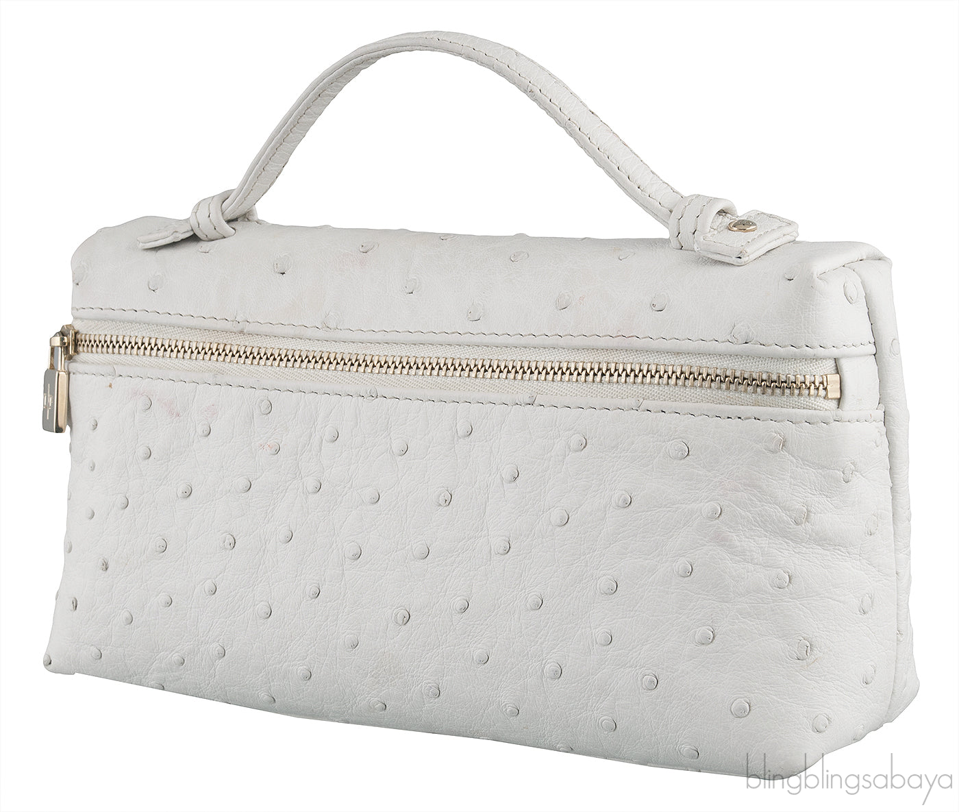 L19 White Ostrich Pouch