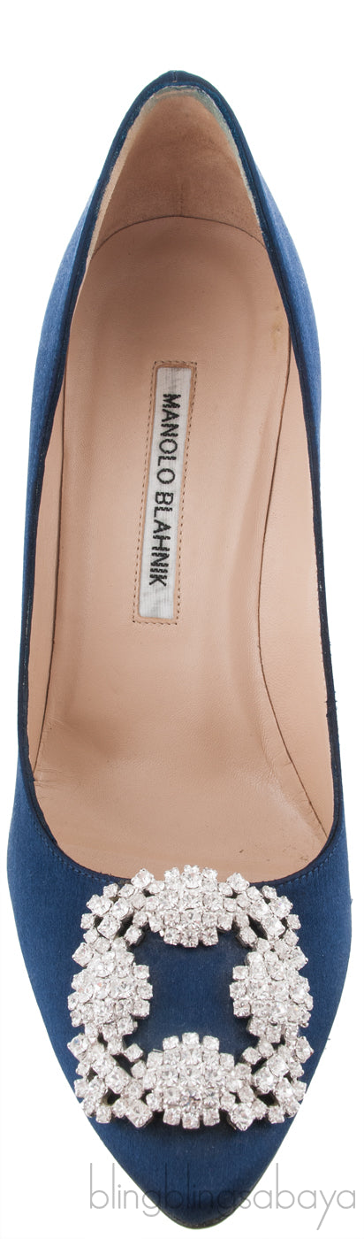 Navy Blue Satin Hangisi Pump