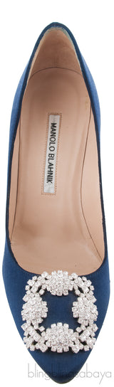 Navy Blue Satin Hangisi Pump