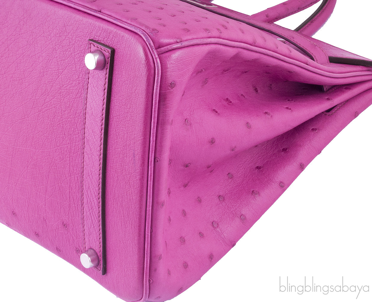 Birkin 35 Ostrich Fuchsia Pink PHW