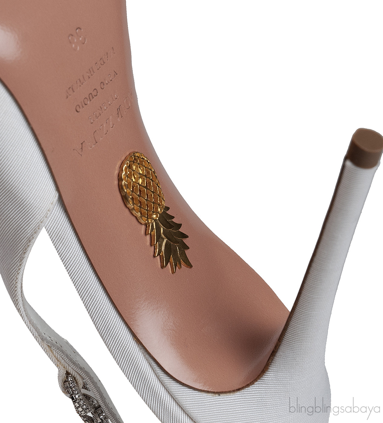Aquazzura White Love Link 105 Crystal Slingback Heels