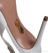 Aquazzura White Love Link 105 Crystal Slingback Heels
