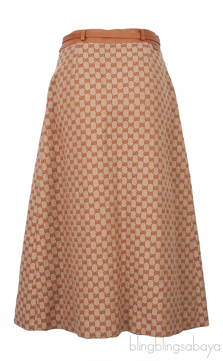 Guccissima Pleated Skirt w/ Leather Belt