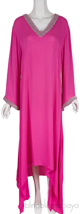 Fuchsia Sequin & Bead Emb. Kaftan
