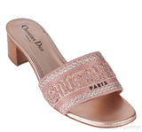 Dway Rose Gold Crystal Heeled Slide
