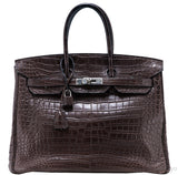 Birkin 35 Brown Matte Porosus PHW