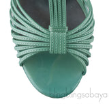 Green Strappy Slingback Sandals