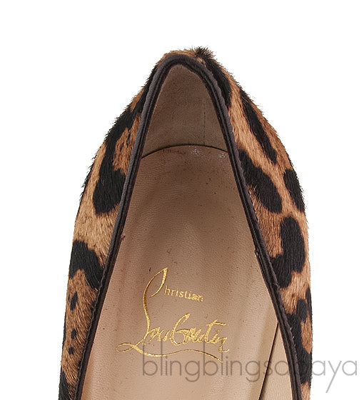 Leopard Pony Peep Toe Pump