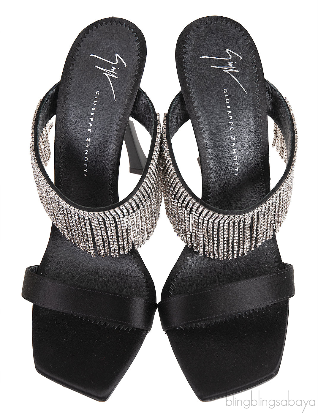 Giuseppe Zanotti Black Satin Crystal Prince Slide