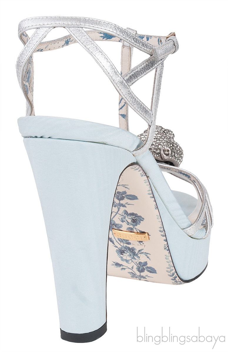Tiger Head Silver Strappy Sandals