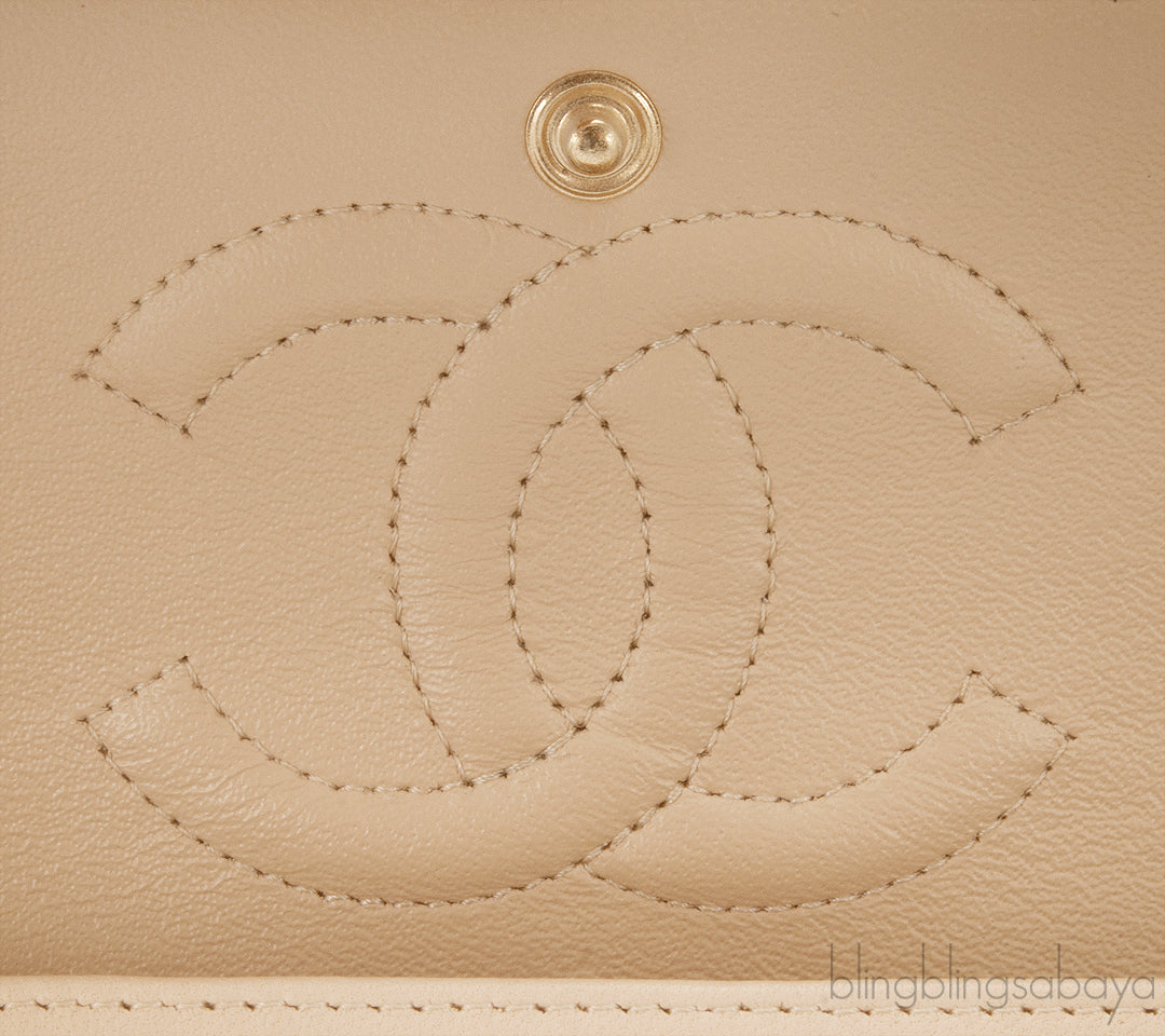 Classic Beige Matte Quilted Flap Bag