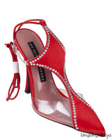 Red Satin Virgo Crystal Pump