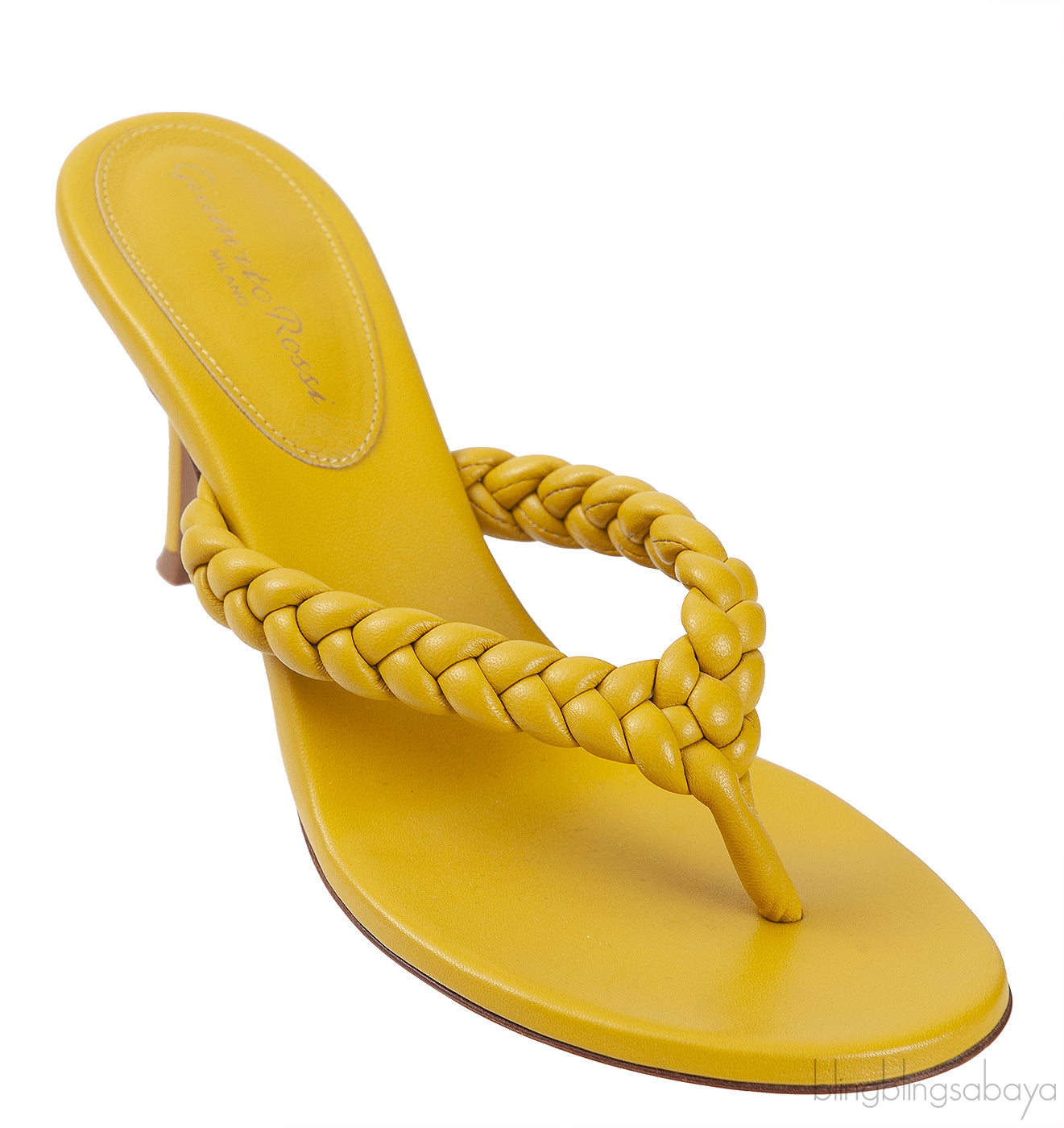 Yellow Woven Strap Thong Sandals