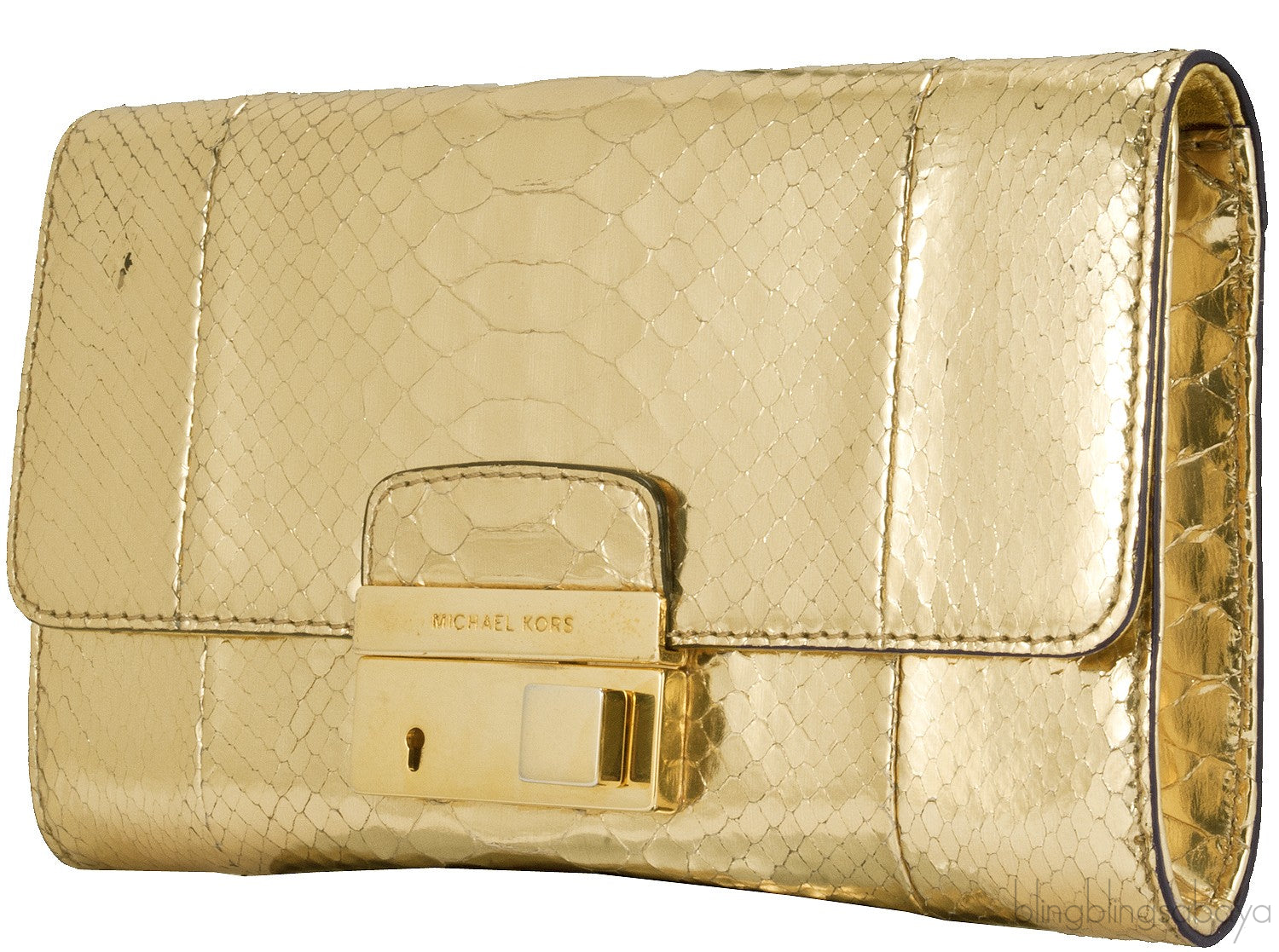 Gia Gold Python Clutch