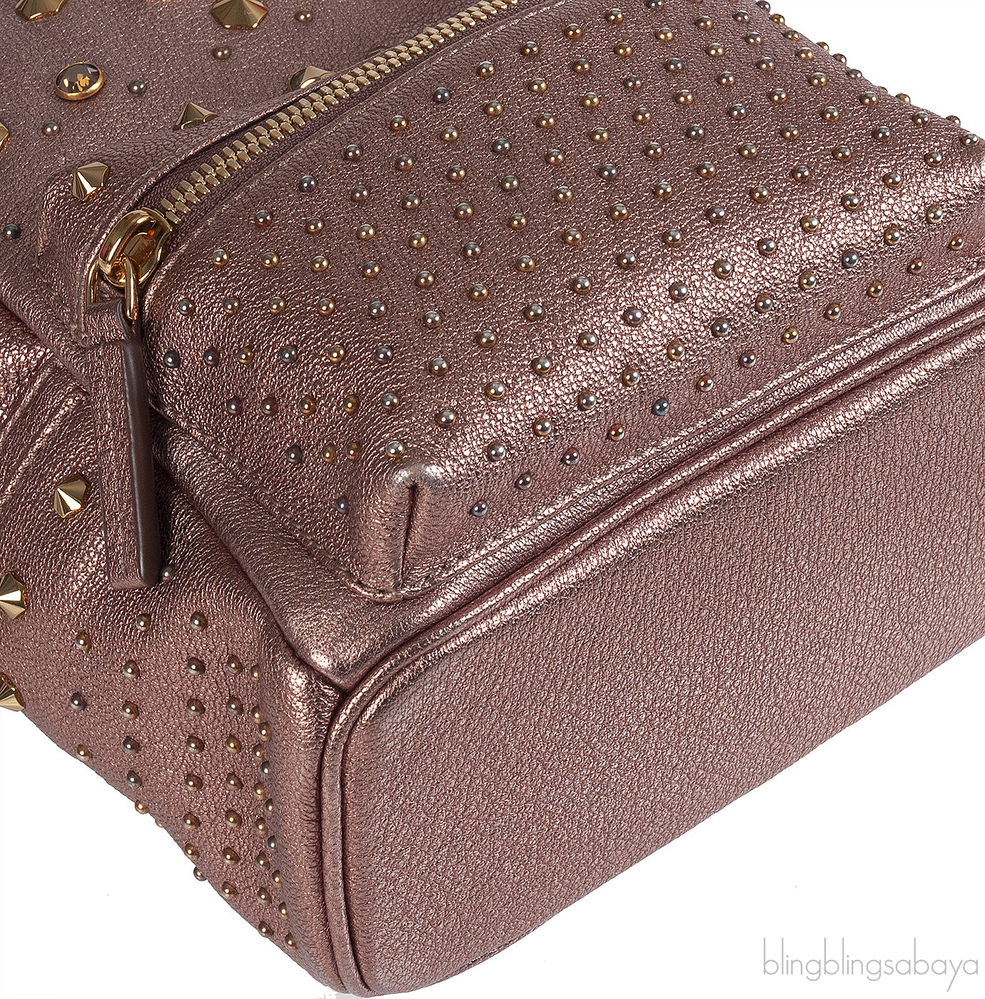 Metallic Leather Studded Mini Backpack