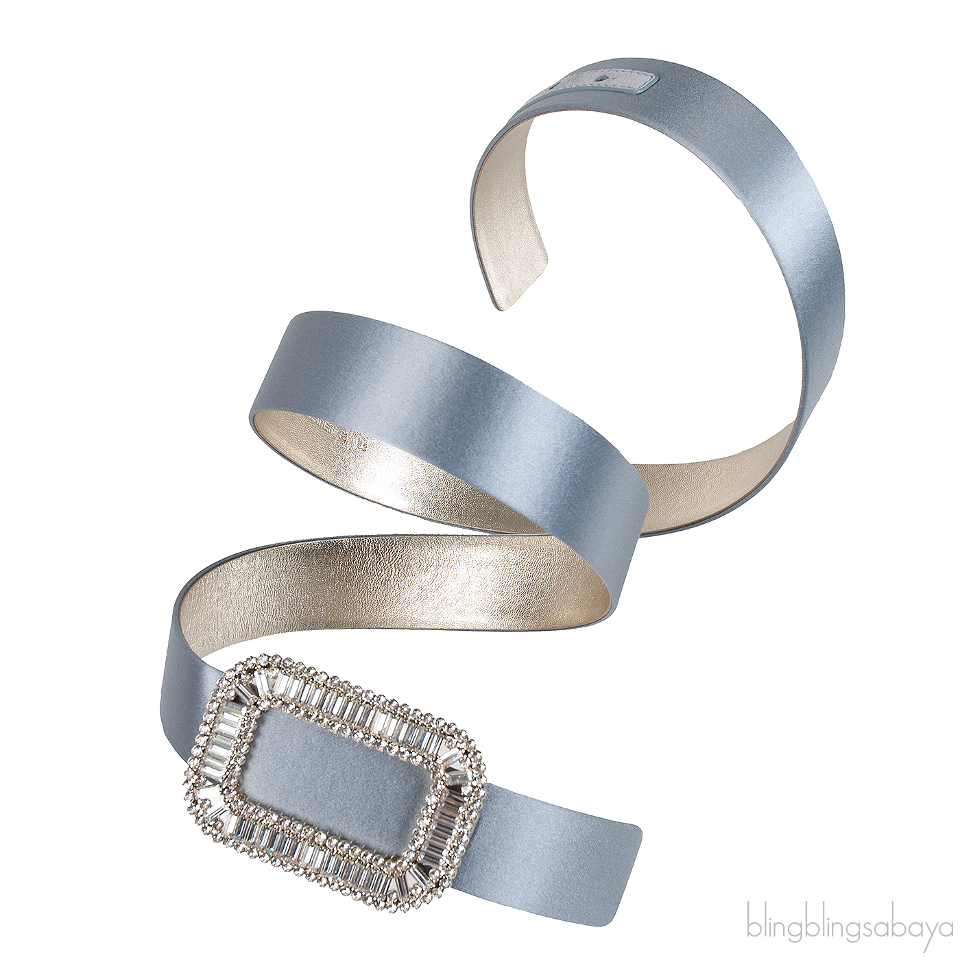 Roger Vivier Grey Pilgrim Satin Crystal Belt