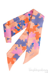Orange Multi-color Abstract Print Twilly