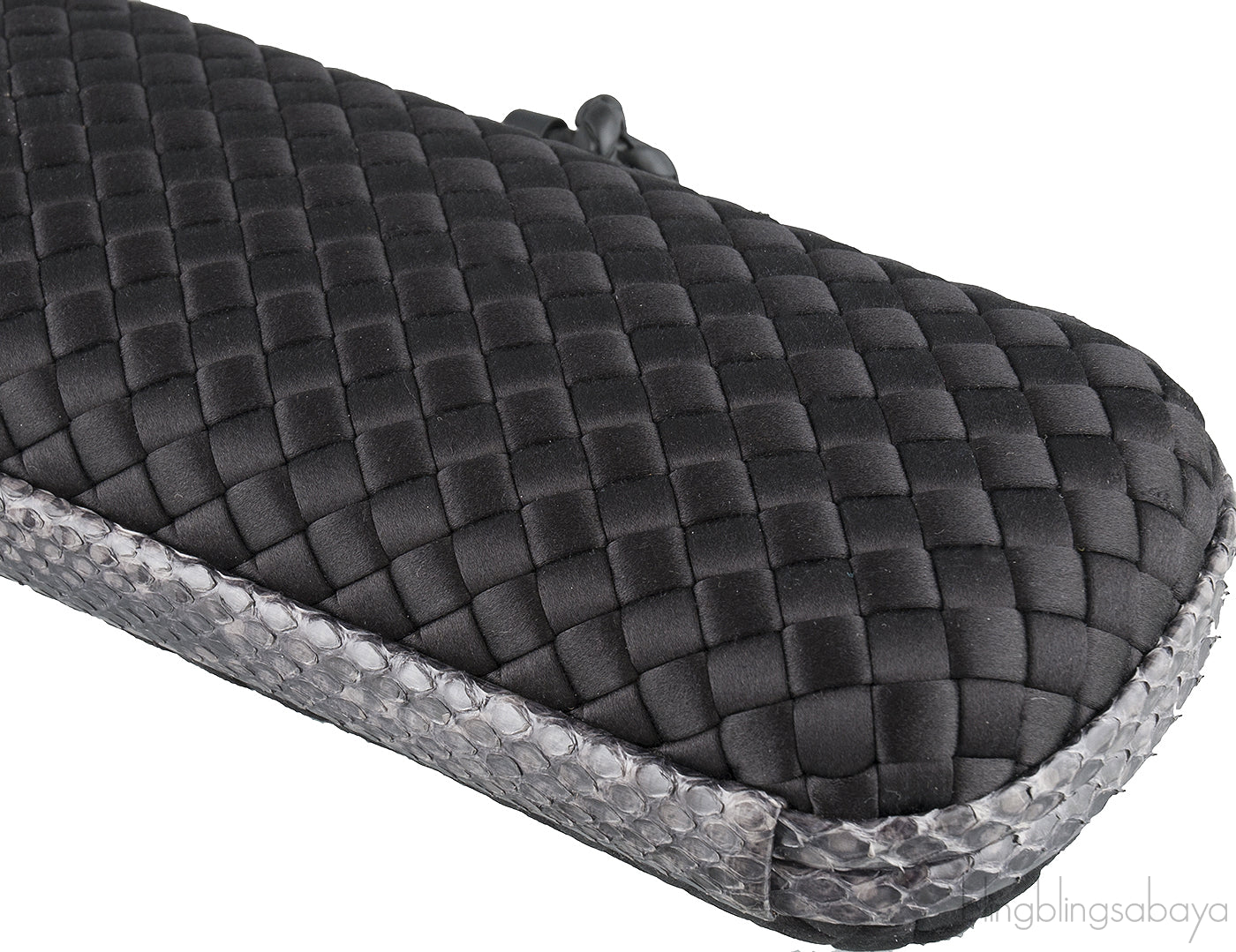Black Intrecciato Snake Trim Clutch