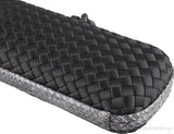 Black Intrecciato Snake Trim Clutch