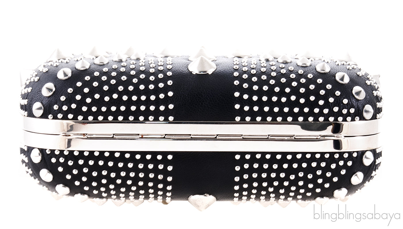 Skull Embellished Studded Box Clutch