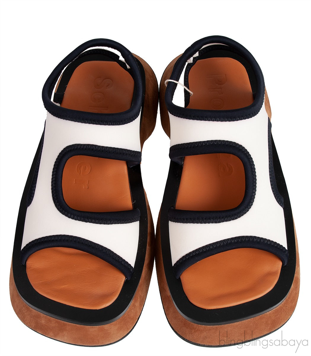 White Stretch Neoprene Sandals