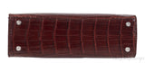 Burgundy Crocodile Top Handle Bag