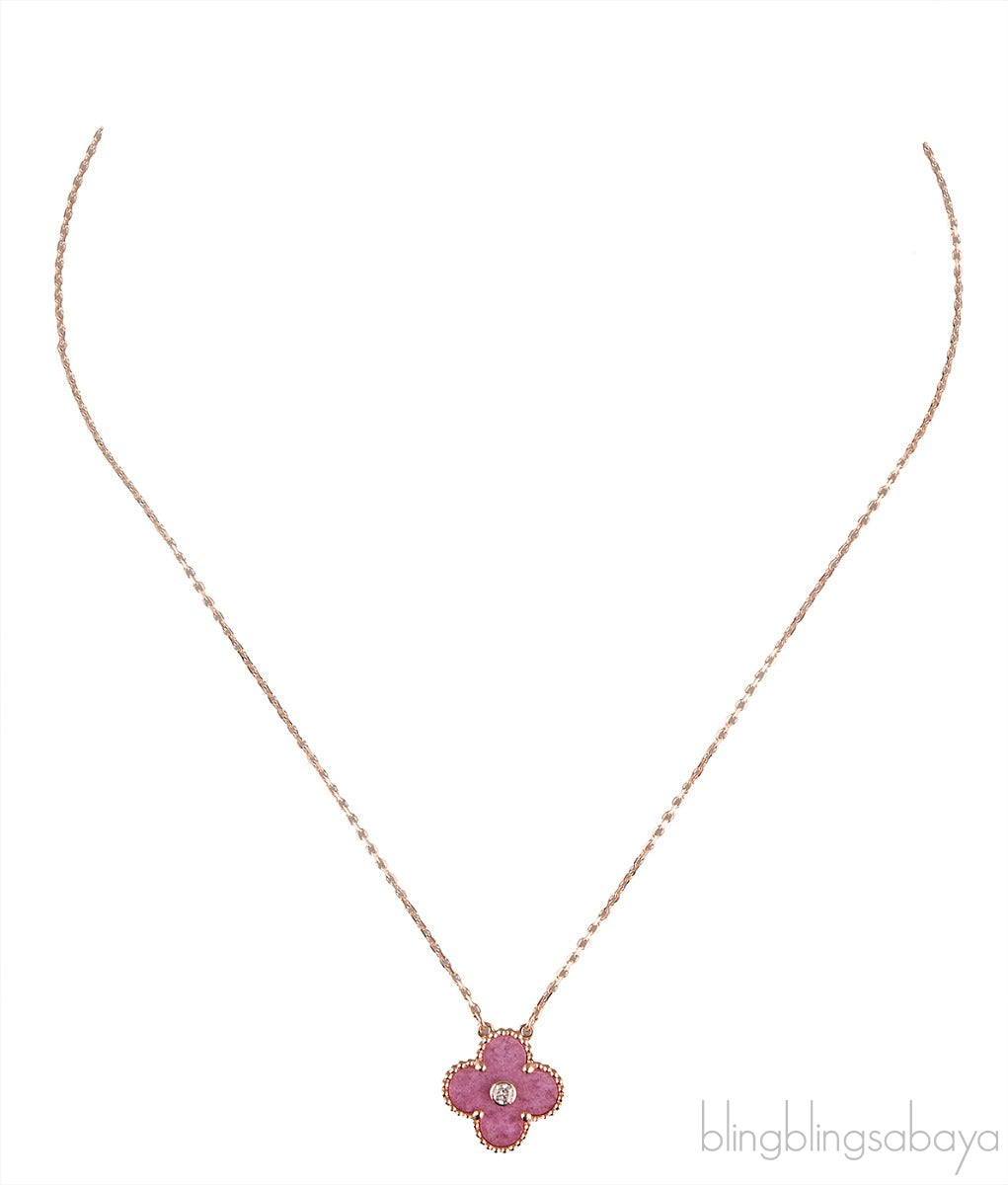 Pink Vintage Alhambra Holiday Pendant Necklace