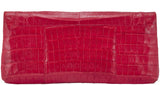 Pinkish Red Crocodile Fold-over Clutch*