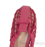GIANVITO ROSSI Pink Leather Trimmed Fishnet Pump 38